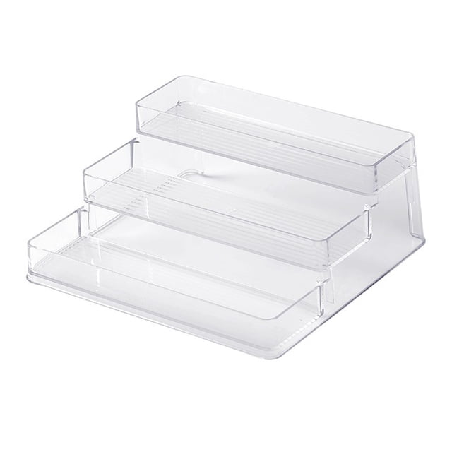 Estante de exhibición de acrílico transparente de 3 niveles para cocina y baño