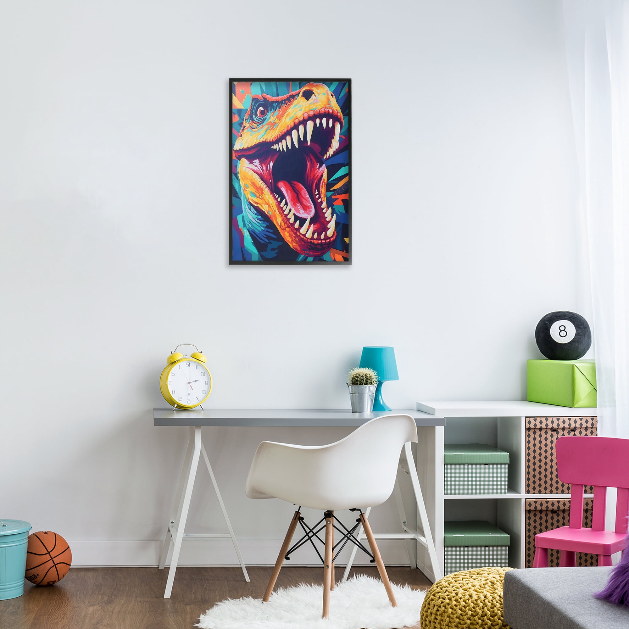 Stupell Industries Pop Style Raptor Dino Black Framed Giclee Art, design by Creative Studio