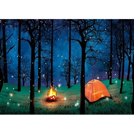 Image of 7x5ft Camping Backdrop Forest Scene Camping Photography Background Camping Photo Backdrop Camping Theme Party Decoration Photo Studio Props CP-430 Black
