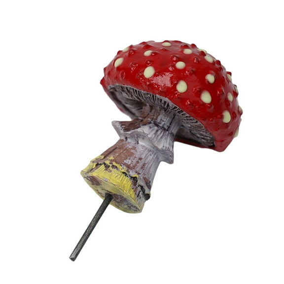 Three Garden Luminous Mushroom Ornaments Toadstool Outdoor Statues Red Cap Fungi Smile Home