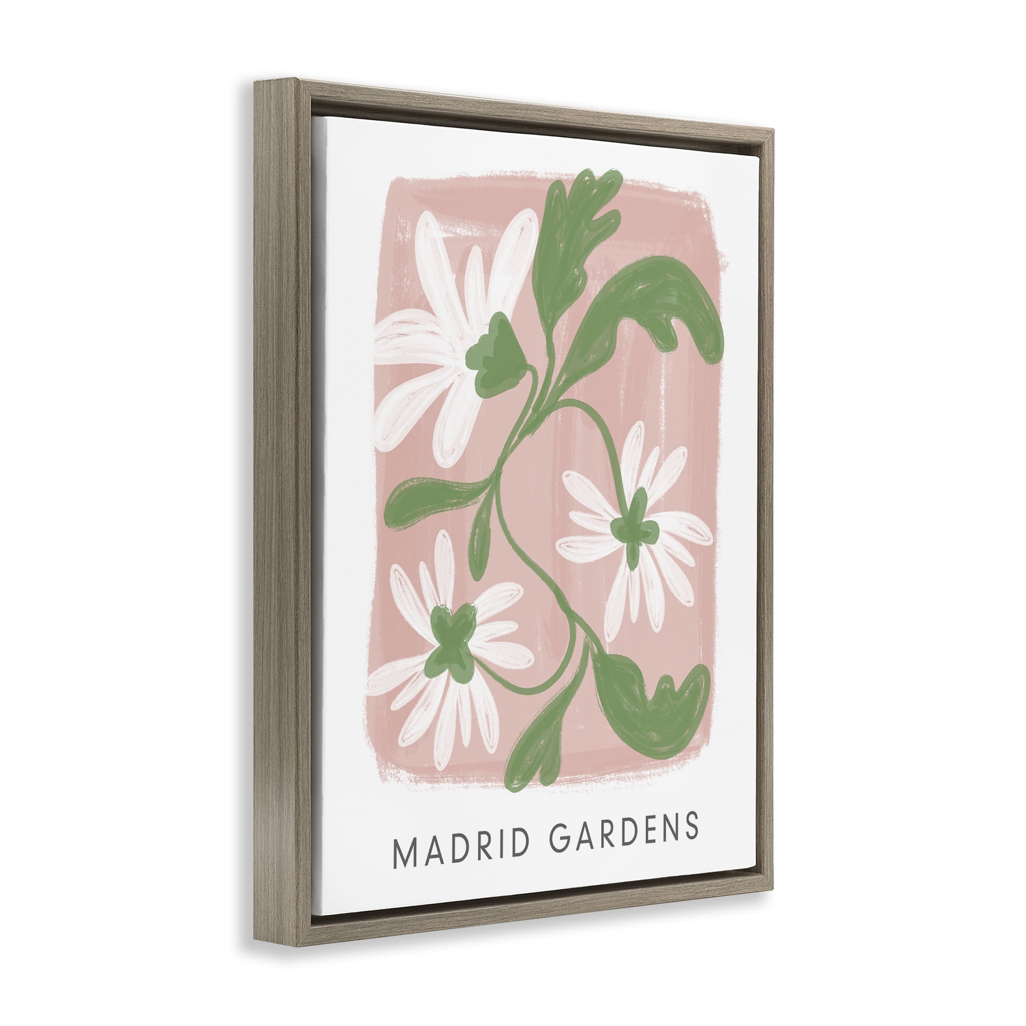 Stupell Industries Madrid Gardens Pastel Blooms Brown Framed Floater Canvas Wall Art, design by Lucille Price