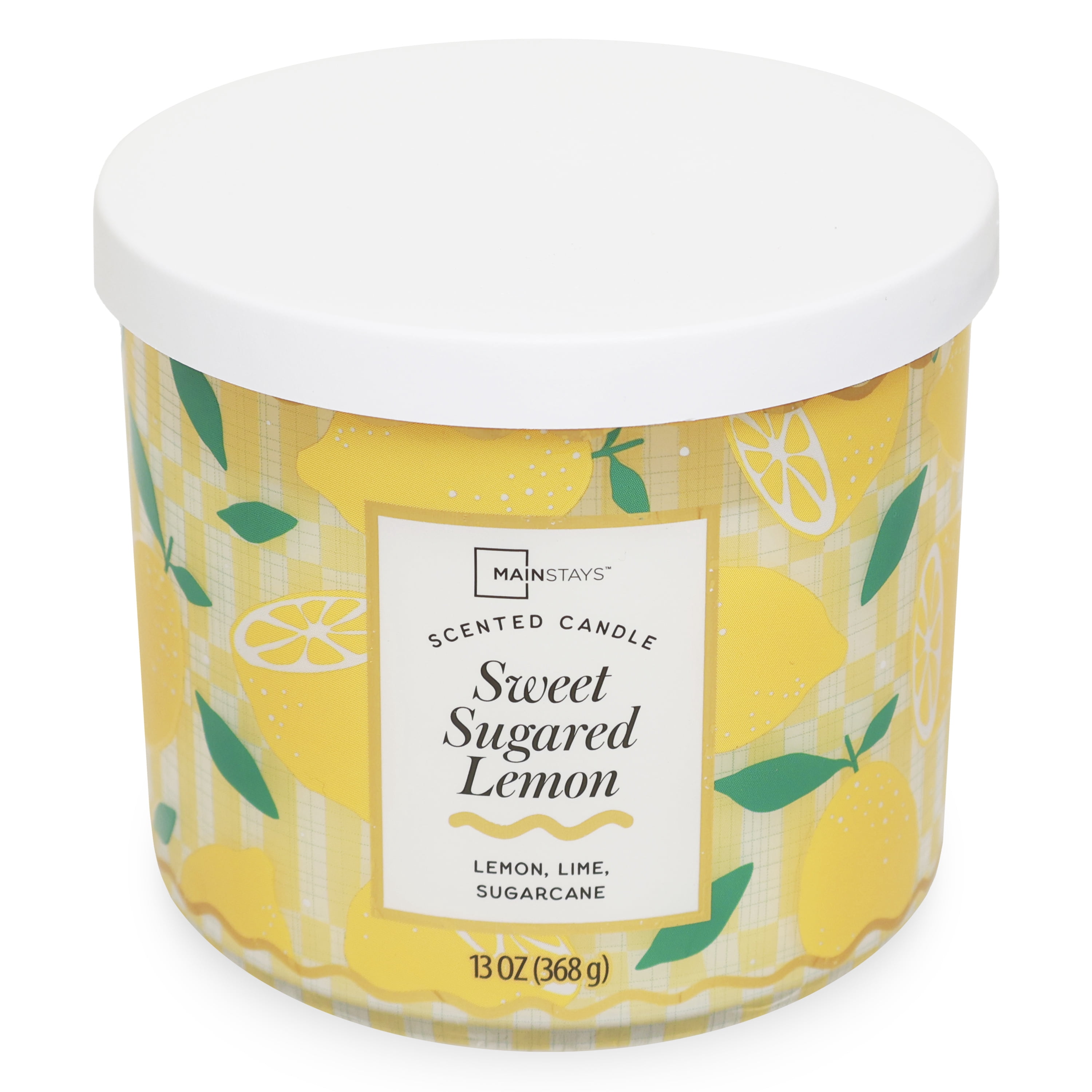 Mainstays Sweet Sugared Lemon 3-Wick Fragrance Candle with Decorative Wrap, 13 Ounce