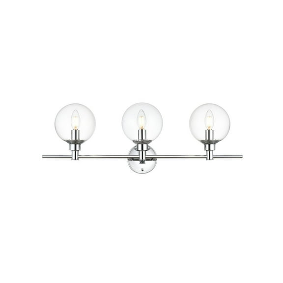 Living District Jaelynn 3 Light Chrome And Clear Bath Sconce