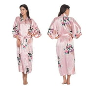 Femmes Floral Satin Kimono Robe de Chambre Mariage Peignoir Vêtements de Nuit