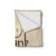 thumbnail image 2 of Thank You Soft Flannel Fleece Throw Blanket, Simple Typography with Smiling Face Sign Grunge Backdrop Cheerful, Cozy Plush for Indoor and Outdoor Use, 50" x 60", Beige Umber, by Ambesonne, 2 of 5