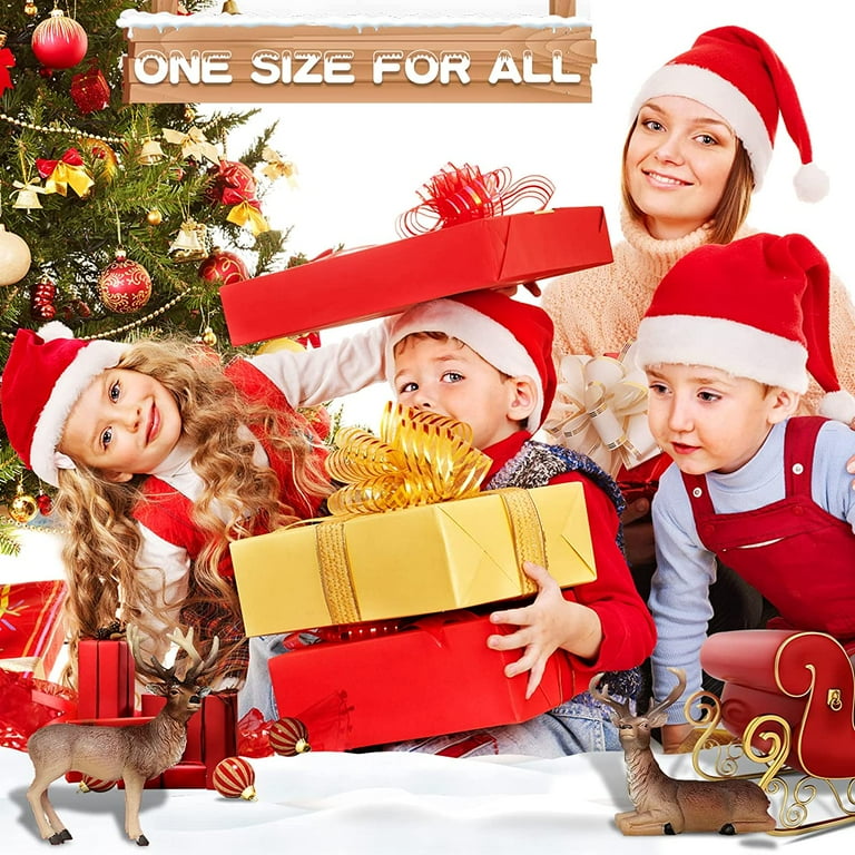 6pack Santa Hats Comfortable Velvet Santa Hats for Adults Red Classic Christmas Hat Bulk for Christmas Party Supplies Xmas Hat for Man Women