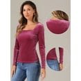 thumbnail image 2 of DARING DIVA Women's Velvet Square Neck Top T-Shirt Blouse L Hot Pink, 2 of 6