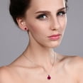 thumbnail image 3 of Gem Stone King 925 Sterling Silver Red Created Ruby and Red Ruby Pendant and Earrings Jewelry Set for Women (7.32 Cttw, Round 10MM, Gemstone July Birthstone, with 18 inch Silver Chain), 3 of 3