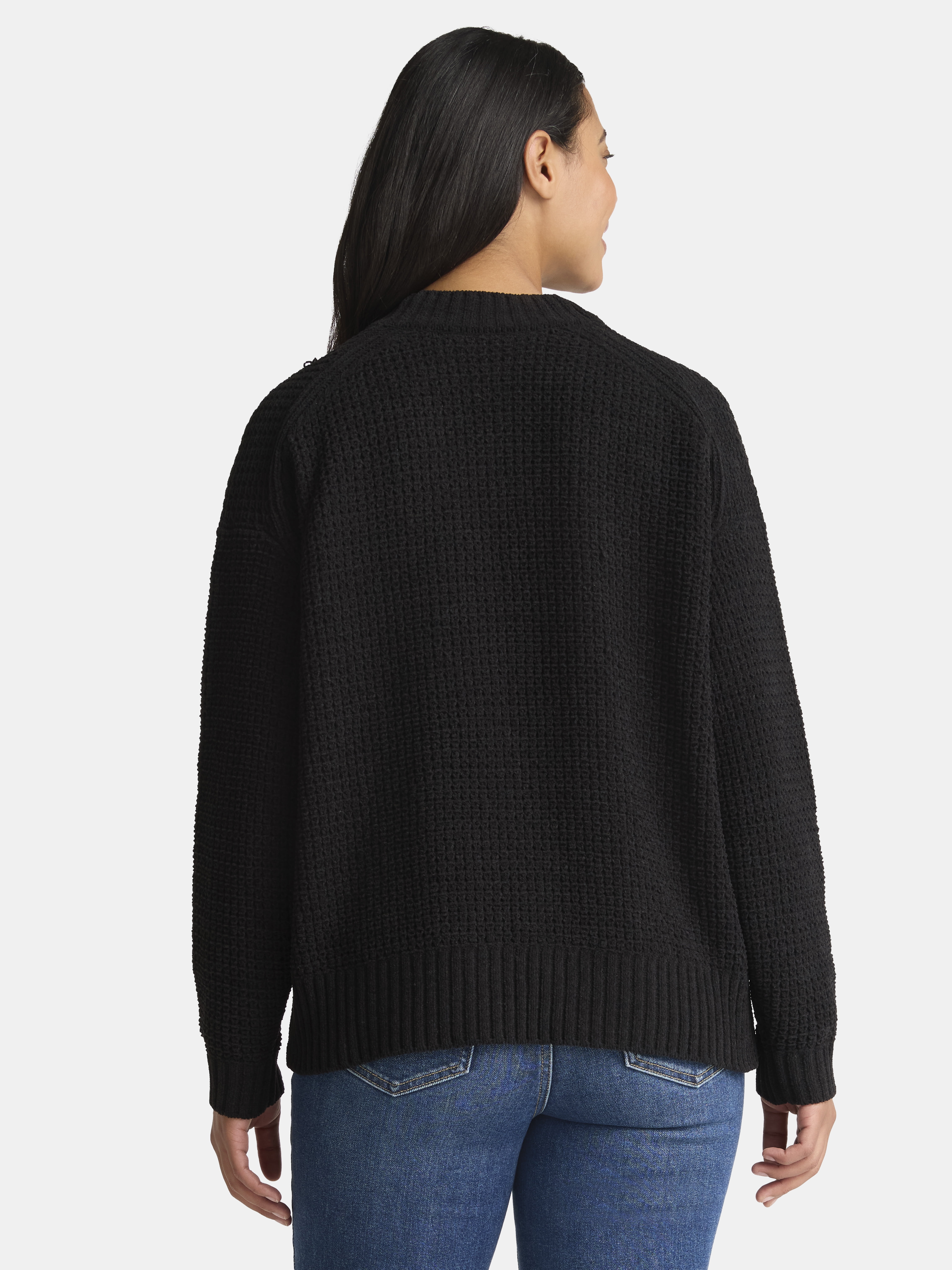 Time and Tru Women's Chenille Cardigan Sweater, Midweight