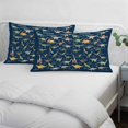 thumbnail image 3 of Blue Dinosaur Pillow Covers, Linen Long Throw Pillow Case, Vintage Letters Farm Animals Holiday Pillow Protector Decorative Cushion Cover for Living Room/Bedroom 24" x 36", 3 of 8