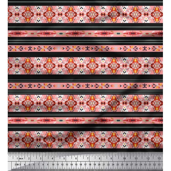Soimoi Cotton Voile Fabric Ikat Southwestern Print Fabric by The Yard 56 Inch Wide