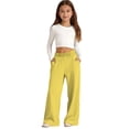 thumbnail image 5 of shoper Girls Oversized Wide Leg Sweatpants Kids Baggy Sweat Pants for Girls Drawstring Waist Straight Leg Joggers with Pockets Light Yellow, 5 of 5