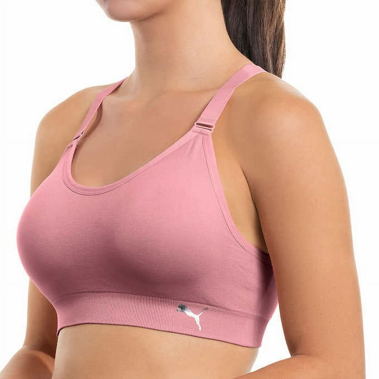 PUMA Racer Back Sports Bra Women Size M Medium Removable Cup Low Support Bra