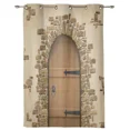 thumbnail image 4 of 2 Panels Brown Wooden Door Stone Brick Retro Window Curtains Home Decoration Living Room Curtains Kid's Room Cortinas For Kitchen Bedroom, 4 of 7
