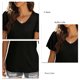 thumbnail image 4 of Top de manga corta con puños con volantes, camiseta informal plisada con cuello en V para mujer para uso diario, 4 of 5