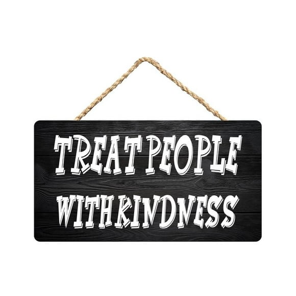 Wood Signs Treat People With KindnessWall Art Home Bedroom Wood Plaque Decor 12x6 Inches