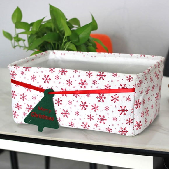 Meitianfacai Christmas Gift Storage Box Oxford Cloth Storage Basket Cosmetic Box Christmas Wind Desktop Clothes Closet Storage Basket Christmas Organising Storage, White
