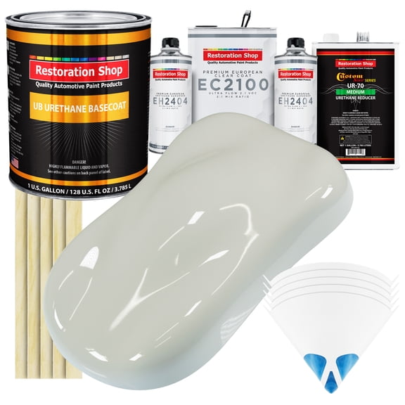 Restoration Shop - Arctic White Urethane Basecoat with European Clearcoat Auto Paint - Complete Gallon Paint Color Kit - Automotive Refinish Coating
