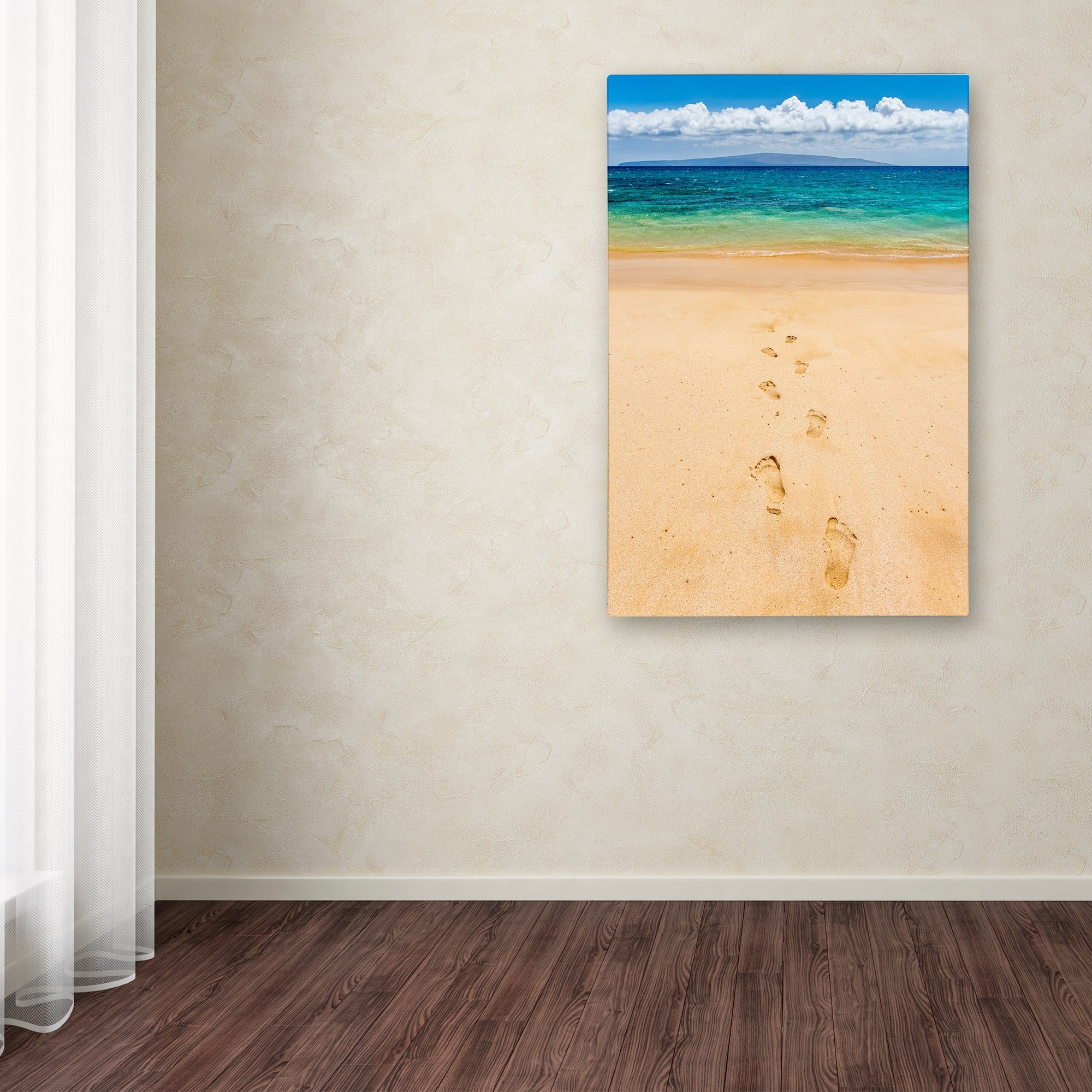 Trademark Fine Art 'Footprints in the Sand' Canvas Art by Pierre Leclerc
