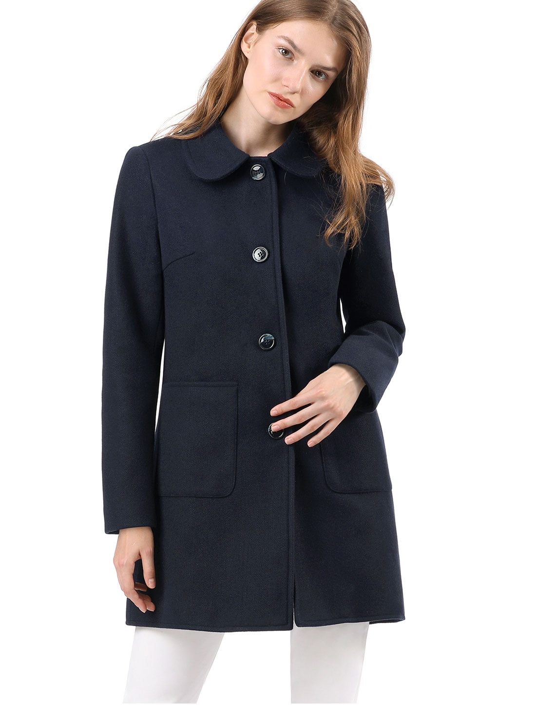 Women's Turn Down Collar Single Breasted Winter Outwear Trench Coat ...