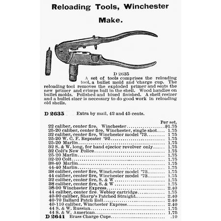 Rifle Reloading Tools Ad Nan Engraved Advertisement For Winchester Rifle Reloading Tools From The Montgomery Ward & Company Mail-Order Catalogue Of 1900 Rolled Canvas Art -  (24 x (Best Rifle Reloading Powder)