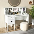 thumbnail image 2 of Costway Computer Desk 48" Writing Table w/ Power Outlets 5-Cubby Hutch 2 Storage Drawers, 2 of 10