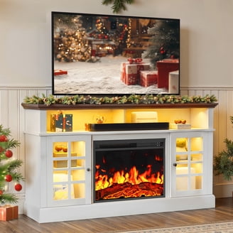 Costway 58'' Fireplace TV Stand with 1400W Electric Fireplace for