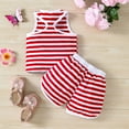 thumbnail image 4 of LNMQLPDBS Unisex Baby Short Sets Sleeveless Striped Summer Vest Tank Top & Shorts 2pcs Casual Outfits Toddler Gym Shorts Baby Girl Loose Soft Breathable Clothes for Sun Day Red 9-12 Months, 4 of 9