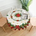 thumbnail image 4 of Christmas Tablecloth 60 Inch, Winter Poinsettia Floral Round Table Cloth, Xmas Snowflake Holly Berry Table Cover for Kitchen Dining Decor, Waterproof Reusable Tablecloths for Holiday Party, 4 of 6