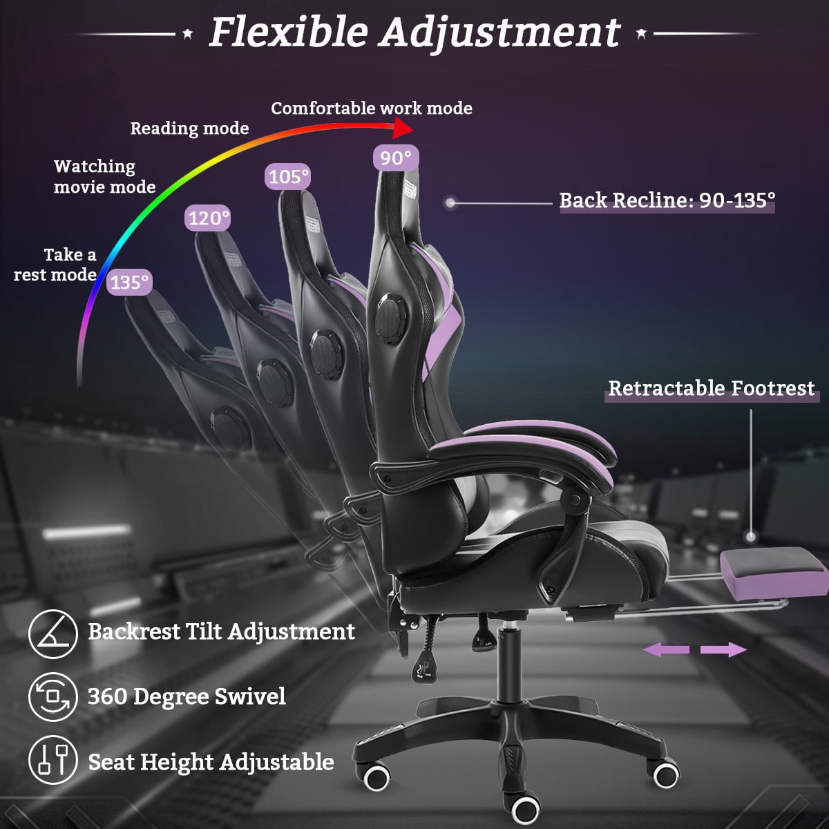 Buy Geepro Message Gaming Chair with RGB LED Lights, Racing Style