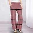 thumbnail image 2 of Lenpel Girls' Wide Leg Pants Lightweight Elastic Waist Striped Lounge Pants Loose Casual Trousers with Pockets 4-14 Y, 2 of 7