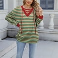 thumbnail image 5 of Craaazy Womens Striped Sweatshirt Drawstring V Neck Pullover Long Sleeve Striped Color Block Tops Casual Loose Comfy Blouse Gifts For Women, 5 of 8