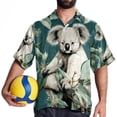 thumbnail image 4 of Koala Men's Short Sleeve Printed Poplin Shirt with Spread Collar Tops - Casual Button Down Summer Beach Shirt for Men and Women, 4 of 6