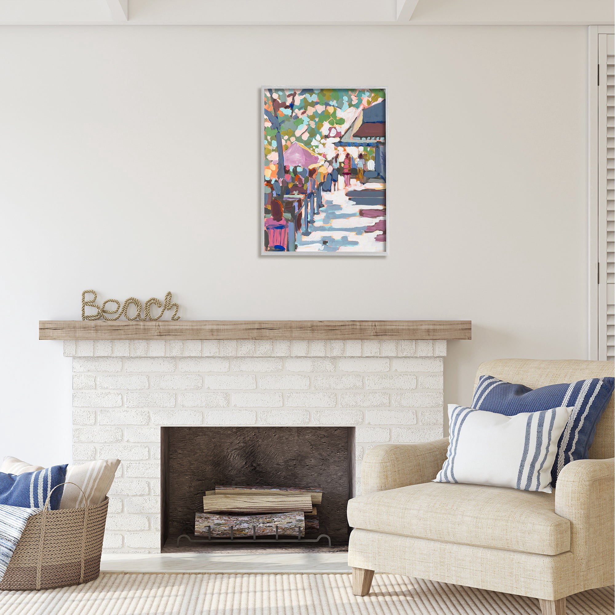 Stupell Industries Abstract City Market Abstract Painting Gray Framed Art Print Wall Art, 24 x 30