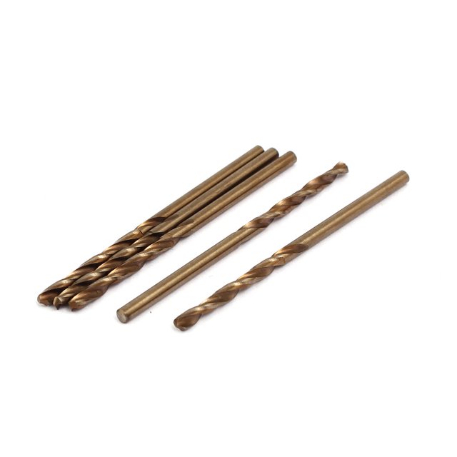 Brocas de hélice HSS de cobalto acanaladura espiral de perforación de 2,5 mm de diámetro 57mm de largo M35 5pcs