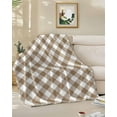 thumbnail image 3 of Throw Blanket Fleece Throw Blanket 40x50in, Brown and White Plaid Soft Lightweight Bed Blankets Farm Lattice Fuzzy Couch Blankets for All Season, 3 of 9