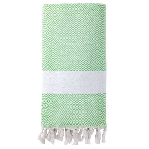 Unique Bargains Geometric Sandproof Quick Dry Turkish Beach Towel Green 71" x 40"