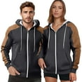 thumbnail image 3 of cocolona Womens and Mens Zip Hoodies Long Sleeve Drawstring Hooded Sweatshirts Fall Winter Fashion Color Block Pullover Hoodie with Pockets, 3 of 7