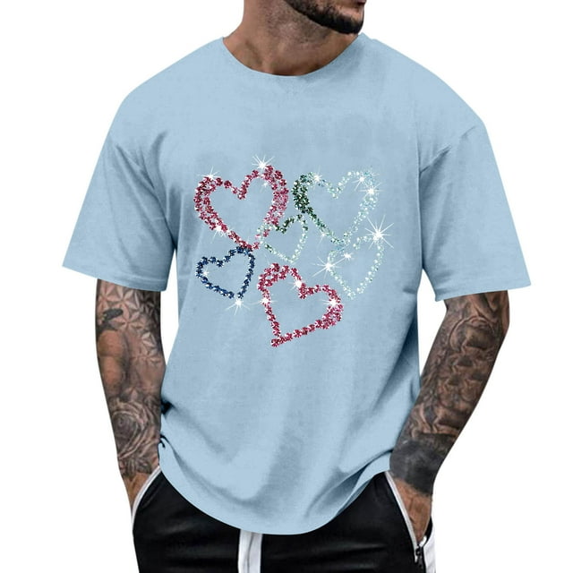 Ceisia Men's Summer Casual Printed Round/Crew Neck Short Gift Sleeve Shirt - Comfortable Daily Outdoor Wear
