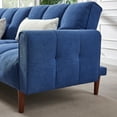 thumbnail image 3 of DEALTOPS Futon Convertible Sofa Bed, Upholstered Sleeper Sofa Couches Adjustable Back Loveseat for Living Room, Bedroom - Blue, 3 of 8