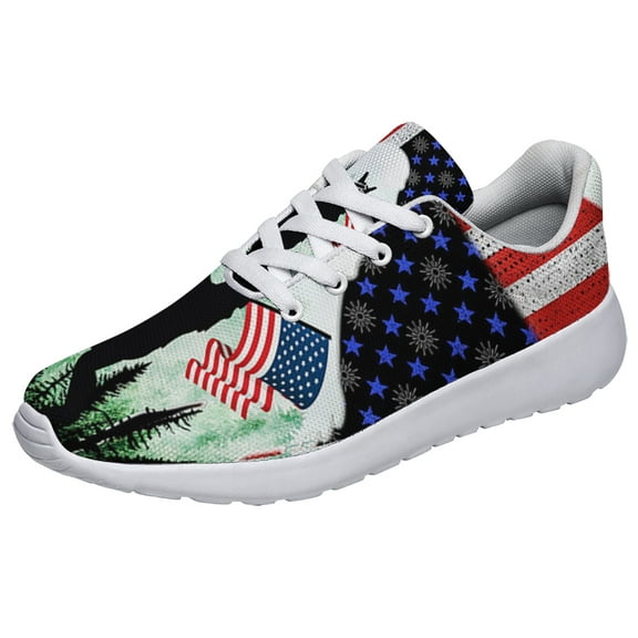 Bigfoot Celebrate Fourth Of July Independence Day Print Sneakers Lightweight Comfortable Running Shoes for Men Women White Size 3.5
