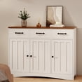 thumbnail image 6 of Kitchen Dining Room Sideboard Buffet Cabinet 42.5" - Farmhouse Wood Storage with 3 Drawers, Barn Doors & Adjustable Shelf Retro, 6 of 6