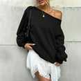 thumbnail image 6 of Women's Plus Size Oversized Off-Shoulder Long Sleeve Sweatshirt, No Hood Trendy Loose Fit Tops for Fall Winter Casual Wear, Daily Use, and Outdoor Activities Black L, 6 of 9