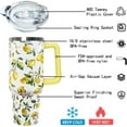 thumbnail image 5 of 40 oz Lemon Print Stainless Steel Tumbler with lid and Straw,Yellow Lemon CoffeeTravel Mug Cup Water Botter, Lemon Gifts for Lemon Lovers, 5 of 6