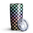 thumbnail image 2 of 20oz Tumbler with Lid and Straw Stainless Rainbow Checkerboard Steel Vacuum Insulated Water Coffee Tumbler Cup, Double Wall Vacuum Insulated Travel Mug Reusable Tumblers for Ice Drinks, Hot Beverage, 2 of 7