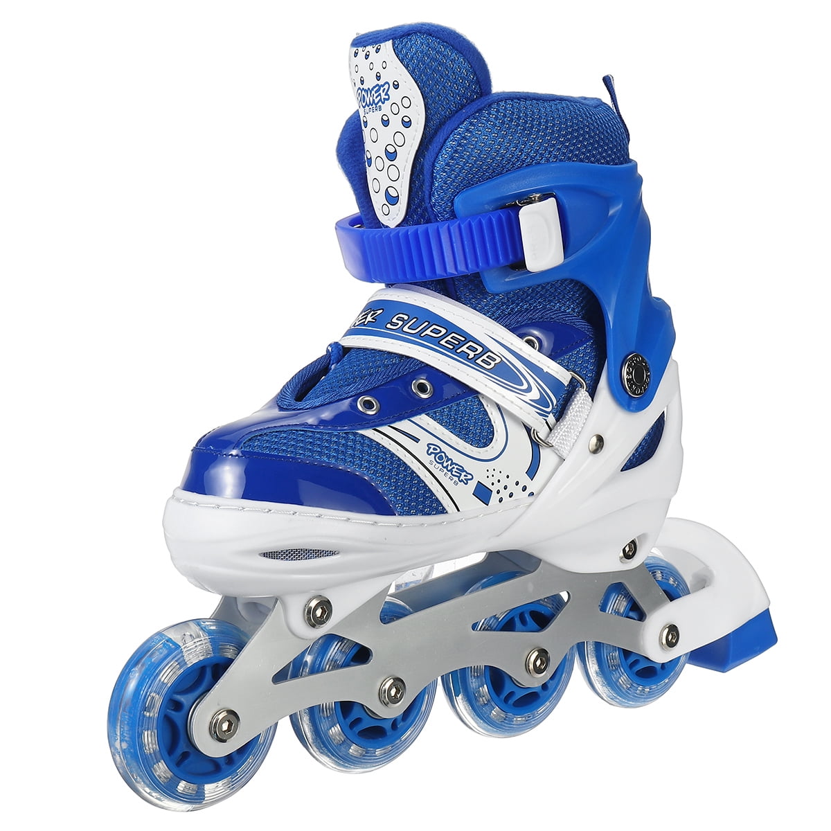 Kids Adjustable Inline Skate with Illuminating Wheels, For Boys Girls, Sizes (11.5JUS 7), Blue