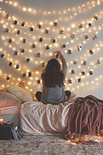 Warm White Solla LED String Lights Patio Christmas Holiday Wedding Party Copper Wire Lights USB Powered Starry Waterproof Rope Lights for Bedroom