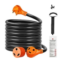 KFFKFF 25 ft 30A Extension Cable for RV, Durable STW Power Cable, NEMA TT-30R to TT-30P, Includes LED Handle & 15A Adapter, Suitable for RVs, Trailers, Generators, ETL Certified