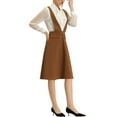 thumbnail image 4 of INSPIRE CHIC Women's Overall Dress V Neck Double Breasted Pinafore Suspenders Skirt Brown S, 4 of 5