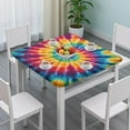 thumbnail image 3 of Colorful Tie Dye Spiral Pattern Square Fitted Tablecloth with Elastic Edge,Square Table Cover,Washable Elastic Table Cover for Home Kitchen Party Decor 36"x36", 3 of 6